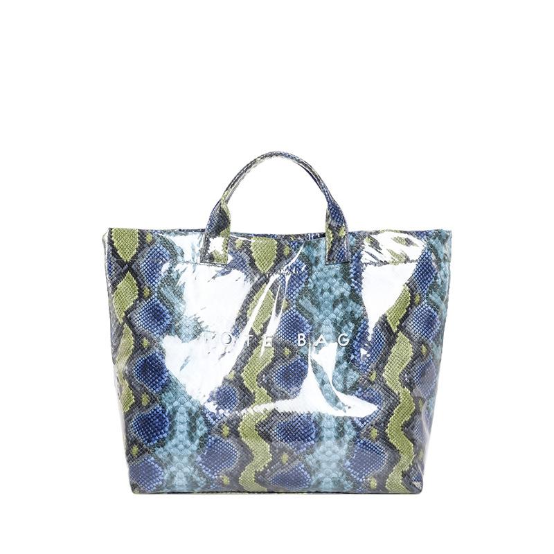 Women's bag 2025 new European and American fashion printed snake pattern handbag large capacity glossy versatile bucket bag tide