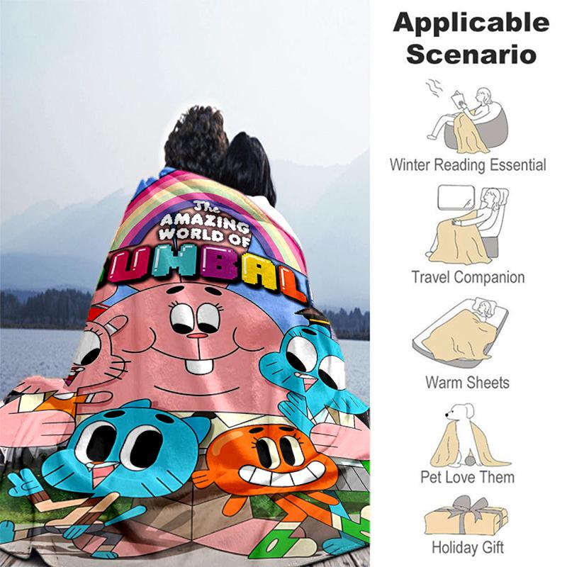 1pc Blanket The Amazing World of Gumball1 Print Design, Lightweight Blanket for Sofa, Bed- Soft &Warm, Gift for All Seasons Like Christmas, Halloween