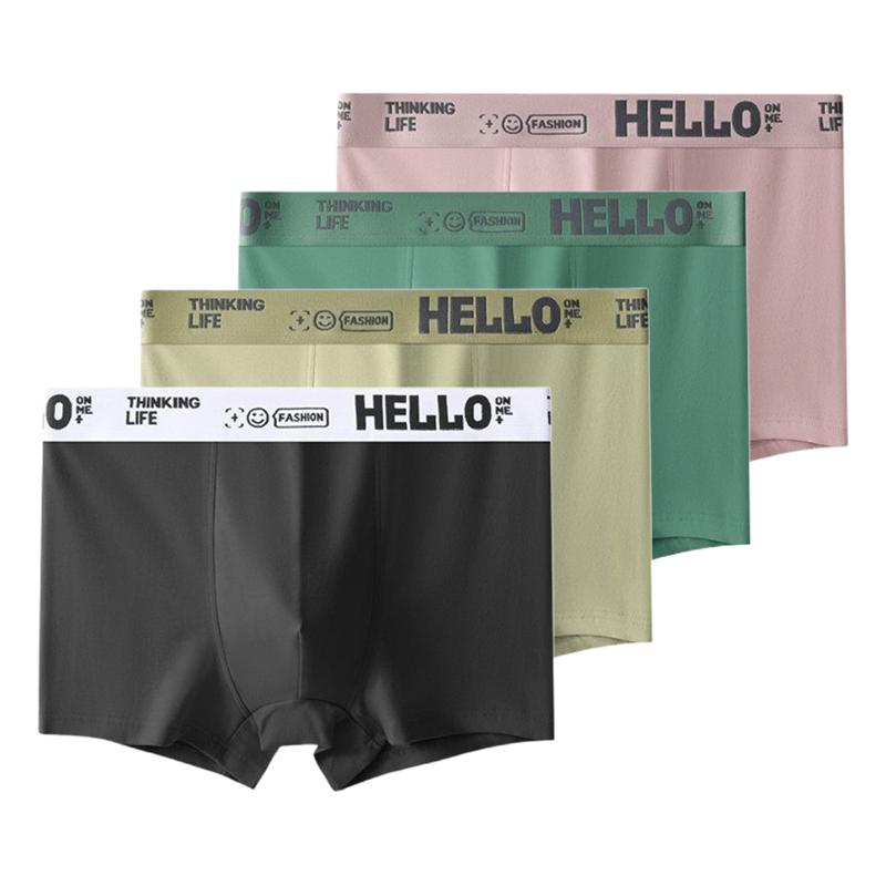 4Pcs Men's Underwear Comfortable Boxer Briefs Teenager Undershorts Breathable Antibacterial Shorts