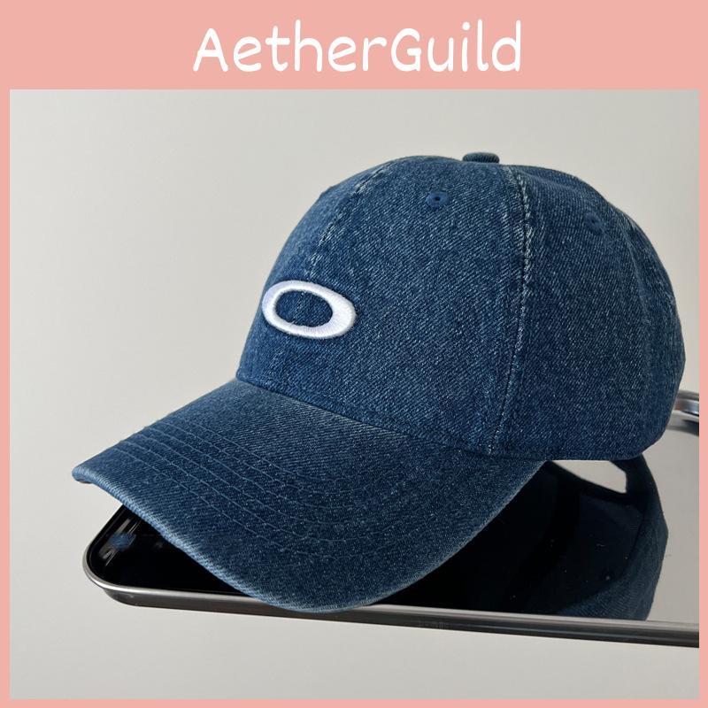 Retro Denim Washed Baseball Cap With Embroidery Design And Wide Brim For Daily