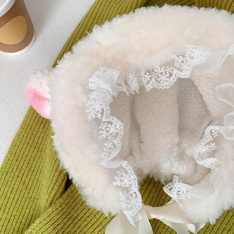 1 szt. Miękki kapelusz z rogami jagnięcymi do fotografii, różne przebrania, wygodny w podróży, uroczy, ciepły, przyjazny dla skóry, codzienny, bawełniany, słodki