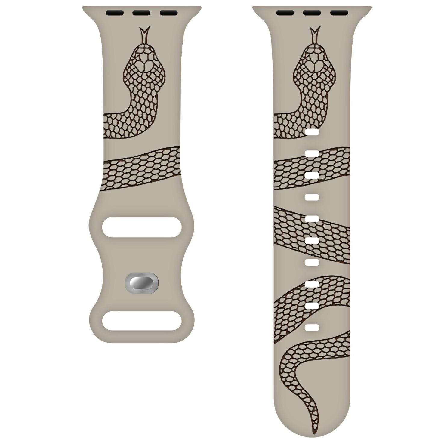 

Silicone Band for Apple Watch Series 11 10 42mm/9 8 7 41mm/SE3 SE2 SE 6 5 4 40mm/3 2 1 38mm Dual Color Snake Pattern Engraved Watch Strap C