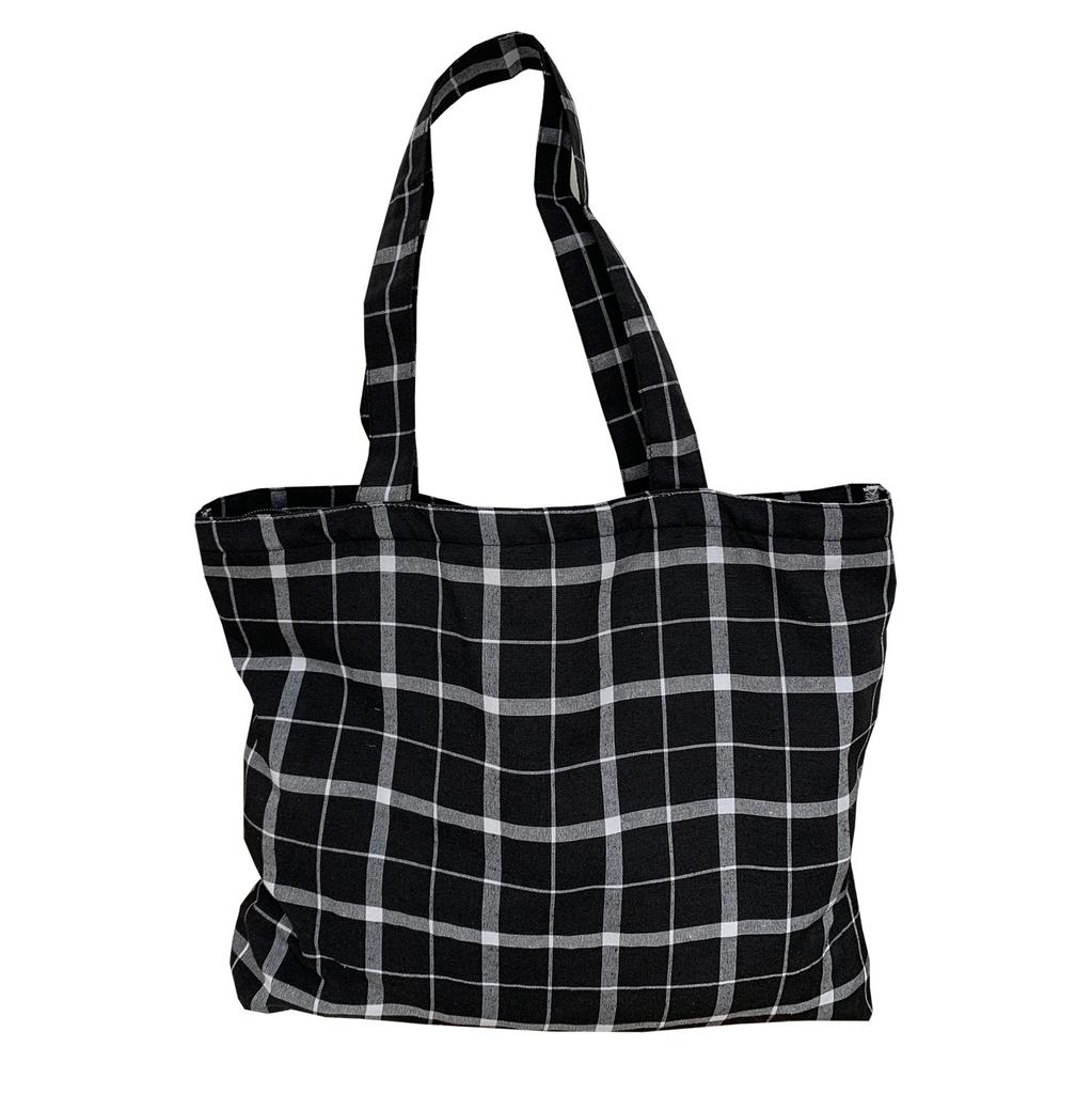 Women's Plaid Tote Bag 25-Year  Capacity Student Shopping Universal Large Size Single Shoulder Bag for Daily Use