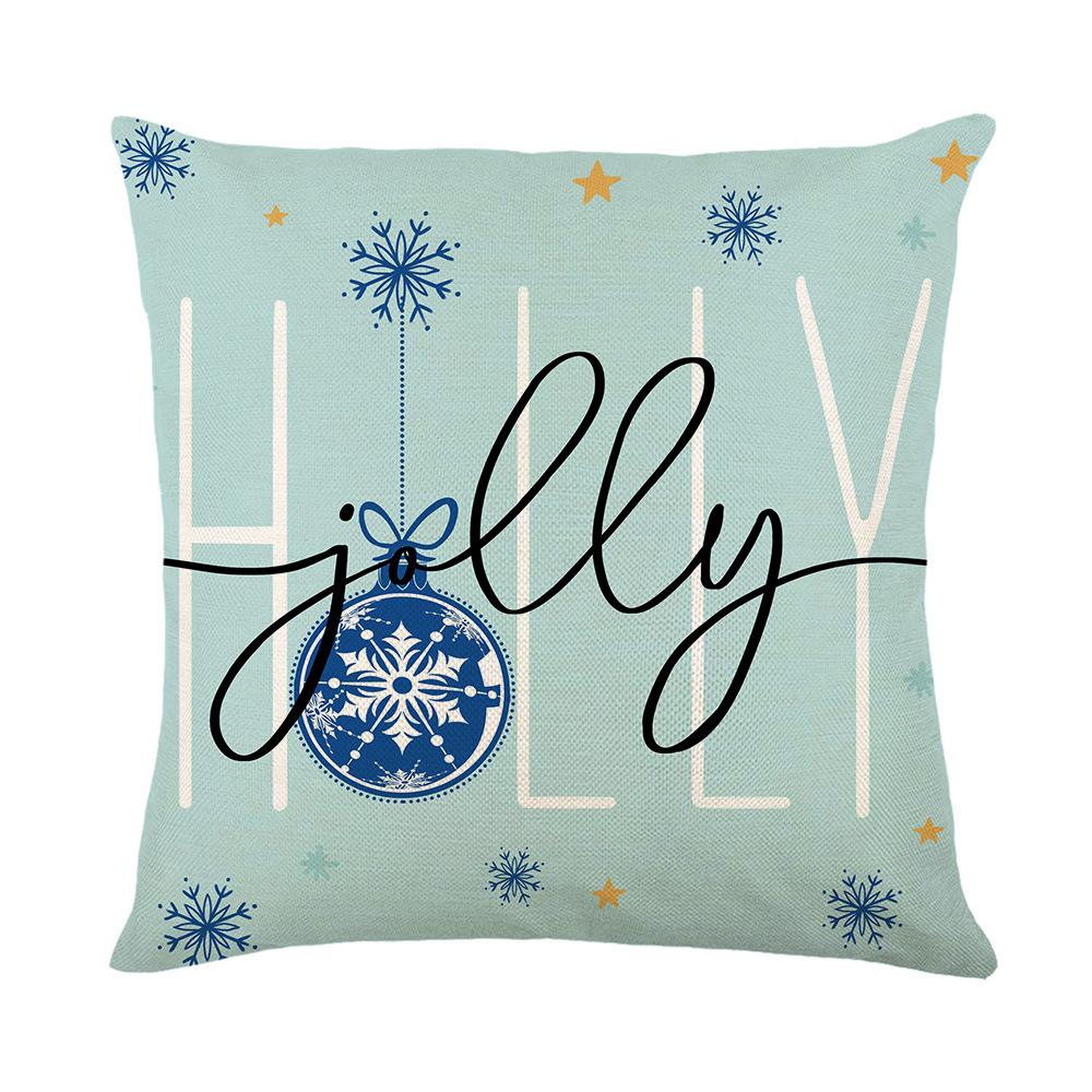 Blue Christmas Print Pillow Cover Polyester Home Living Room Decoration Sofa Cushion Cover Pillow