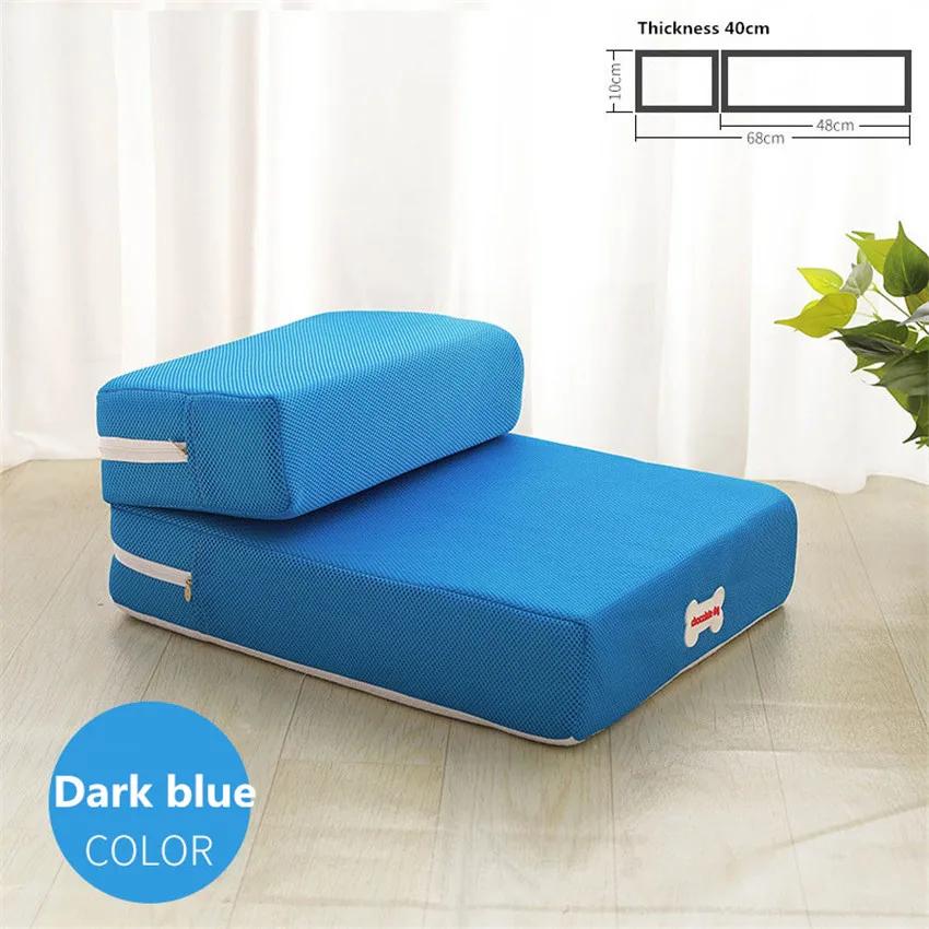 

Cute Home Cat Pet Bed,Dog Stairs Ladder, Foldable Dog Ramp,Pet Mat Mesh Breathable Pet Steps,2-steps With Detachable Soft Cover 67x40x10cm синій