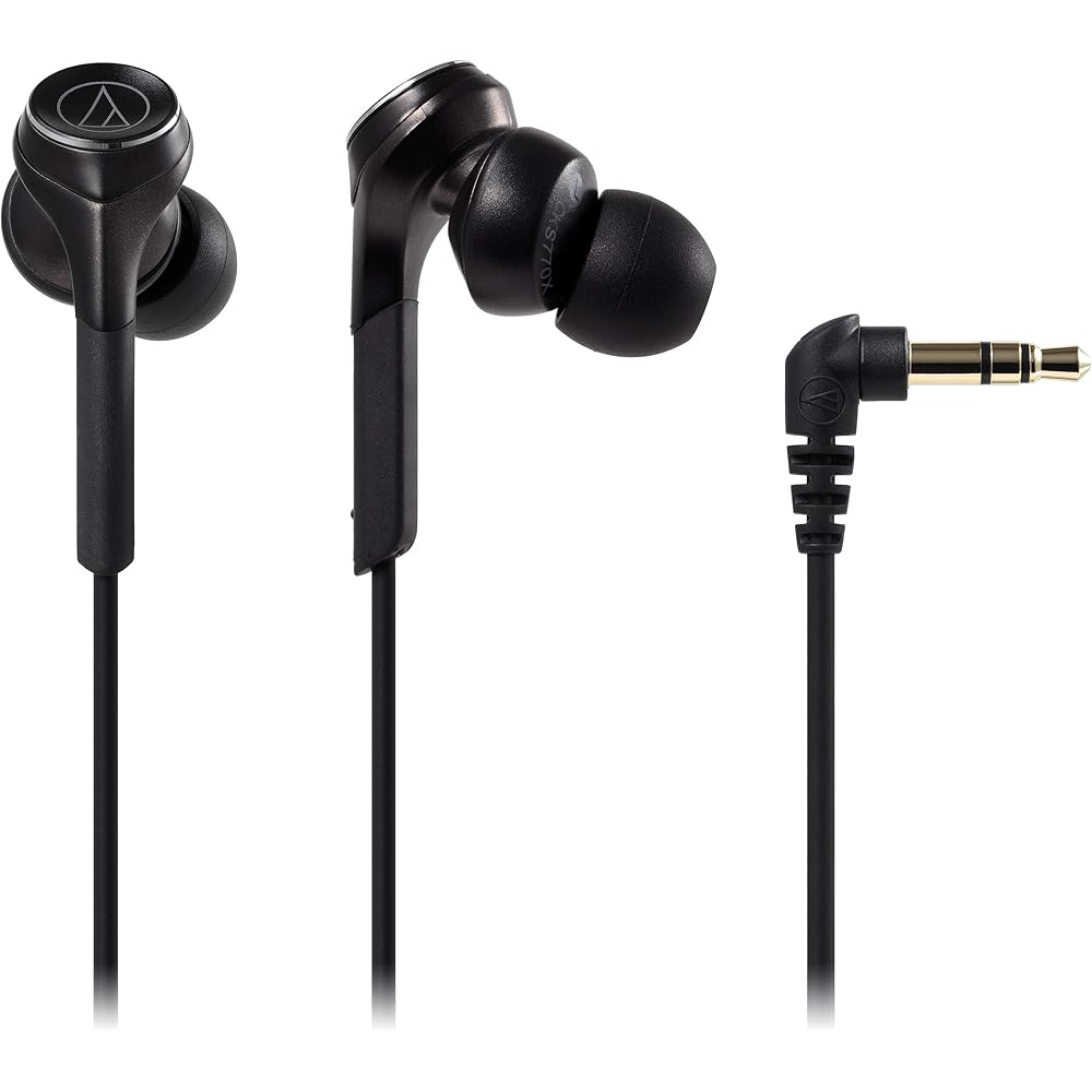 Audio-Technica SOLID BASS In-Ear Headphones, Wired, Deep Bass, High-Resolution Audio Compatible, Black ATH-CKS770X BK