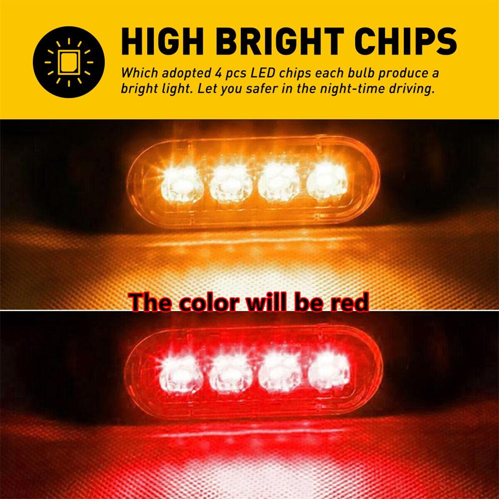 Red LED Side Marker Clearance Lights 8Pcs for Trailer Truck RV