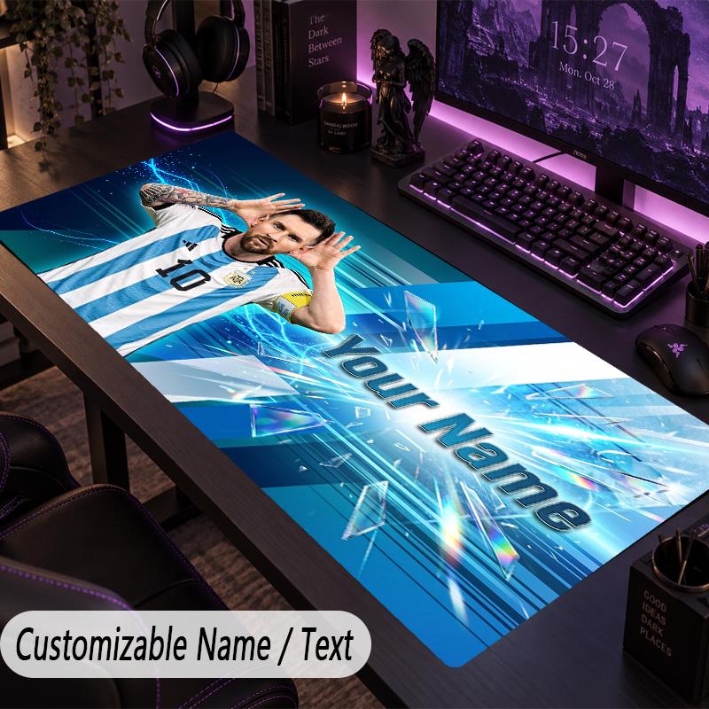 Großes Mauspadd Lionel Messi Benutzerdefinierter Name Text Personalisierte Schreibtischunterlage Rutschfestes Gaming-Pad