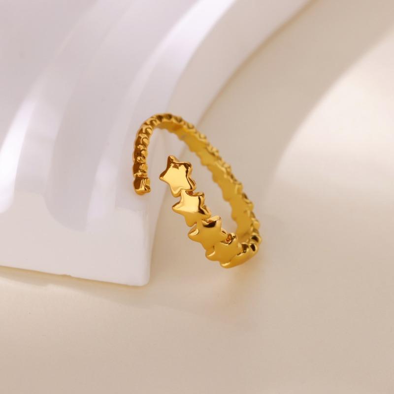 Pentagram Star Stacked Gold-plated Ring Ring Women's Niche Personality Wear Tail Ring Jewelry