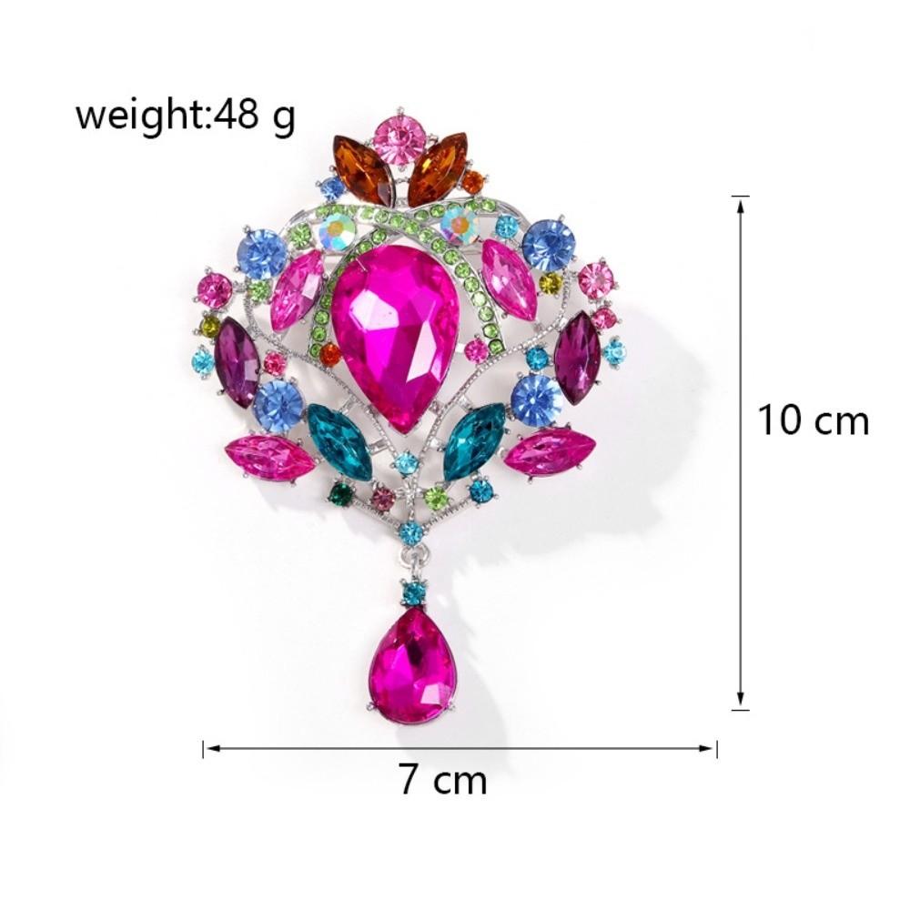 New Versatile Crystal Brooch Metal Gold Silver High-end Brooch Water Drop Shape Lapel Decorative Pin Women's Fashion