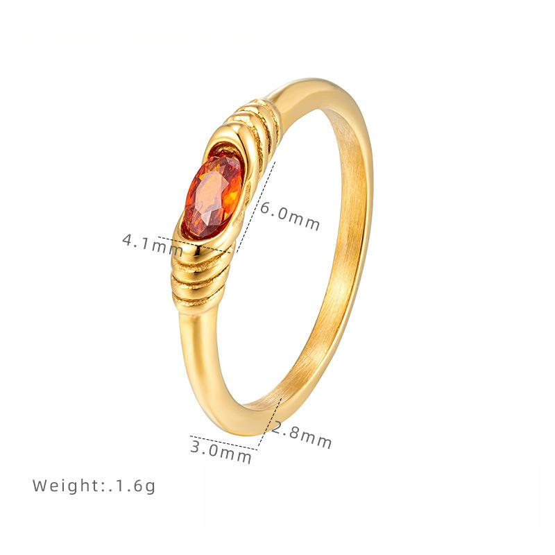Mini Goose Egg Zircon Ring Women's Fashion Light Luxury Stacked Ring, Titanium Steel Electroplated Jewelry