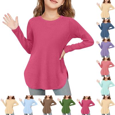 Girls' Long Sleeve T-Shirt - Round Neck Basic Top For Kids