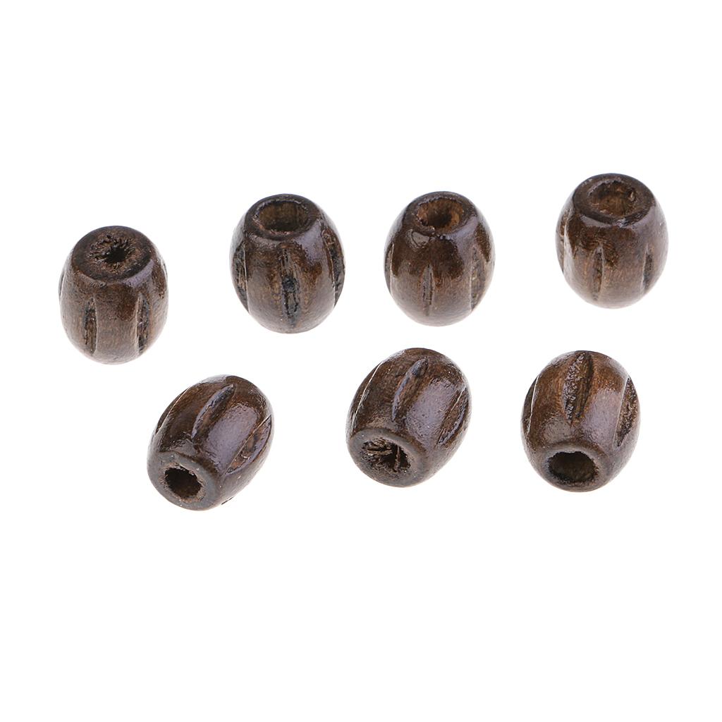 100er-Pack Braun Bemalte Gravierte Holzperlen Oval Lose Holzperlen Großhandel für Schmuckherstellung Basteln DIY