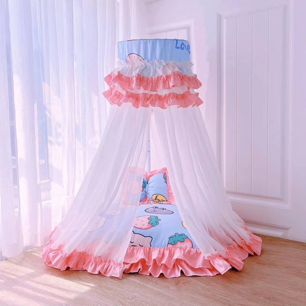 Cute Soft Mesh Pet Tent Washable Dog Mosquito Net Princess Style Teddy House for Small Breeds All-Season Cozy Shelter for Puppie