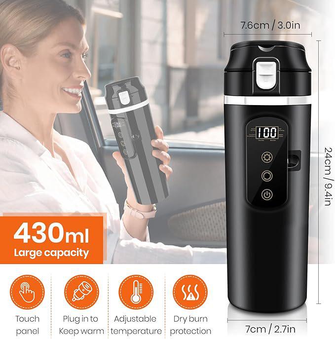 Universal 12V/24V 304 Stainless Steel Car Heating Mug 2024