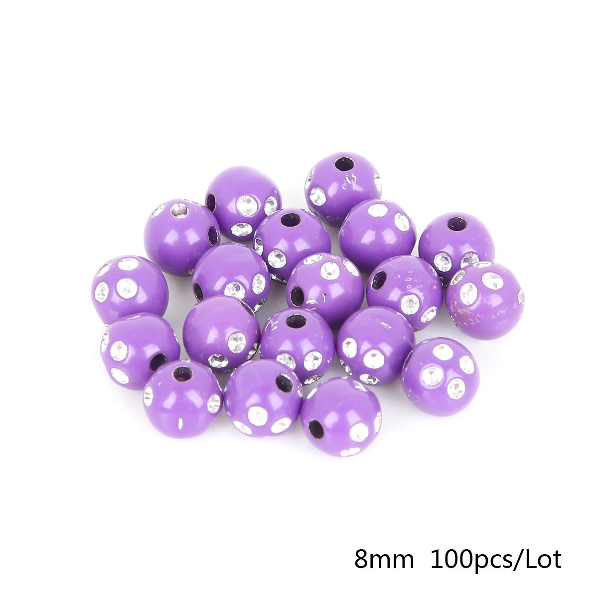 

8 мм 100 шт круглые акриловые блестящие бусины для изготовления ювелирных изделий DIY аксессуары для браслетов ручной работы фиолетовый/глубокий