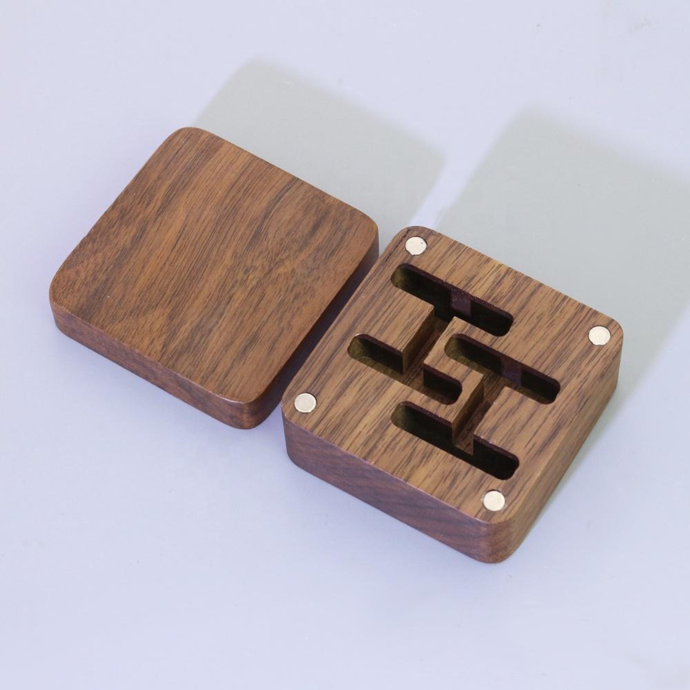 Classic Wooden Jewelry Box Custom Logo Engraving Men Cufflink Single Tie Clip Wedding Engagement Ring Packaging Case