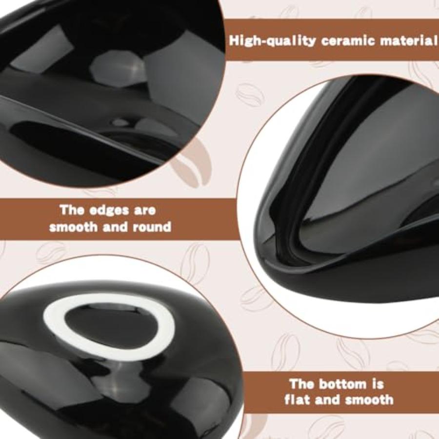 Ceramic Coffee Bean Dosing Cup Spray Bottle Spoon Set - Wood Espresso Accessories Kit with Static Reduction Spray Measuring Tra