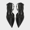 Fashion Fashion Wedge Heeled Sandals Women Sexy Pointed Toe Ankle Strap Buckle Mules High Heels Black Summer Designer Shoes for Women