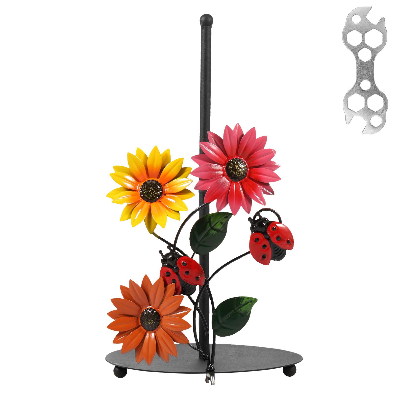 

Sunflower Iron Roll Paper Towel Holder Bathroom Tissue Vertical Stand Kitchens Toilet Storage Countertop Accessories