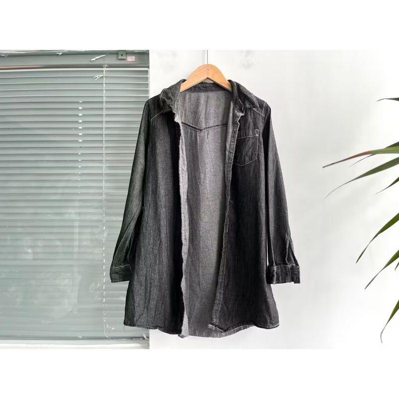 

2023 Новое поступление Хлопковые блузки с длинным рукавом, свободного кроя, в стиле кэжуал, модные, универсальные, без пуговиц, DanWu Dark gray Size 140