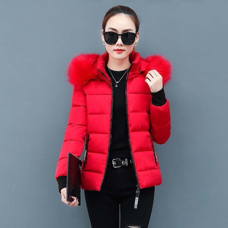 New short cotton-padded clothes women's winter coat cotton-padded jacket slim-fitting thickened large fur collar small cotton-padded clothes