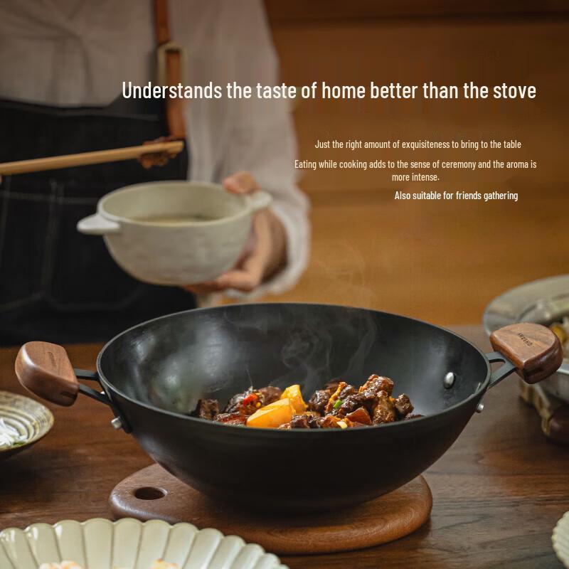 Shuke Planet Cast Iron Wok with Lid, 28cm