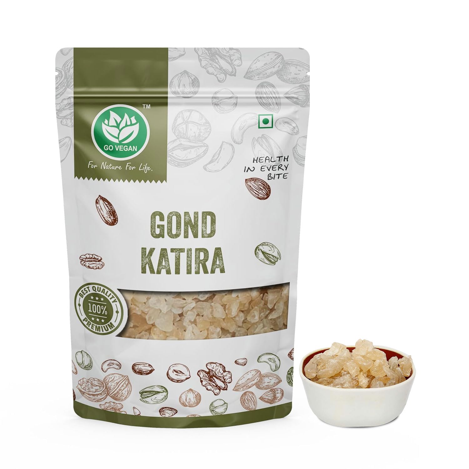 

Go Vegan Pure Natural Gond Katira 100gm | Tragacanth Gum | High Cooling Properties | 100% Natural Superfood
