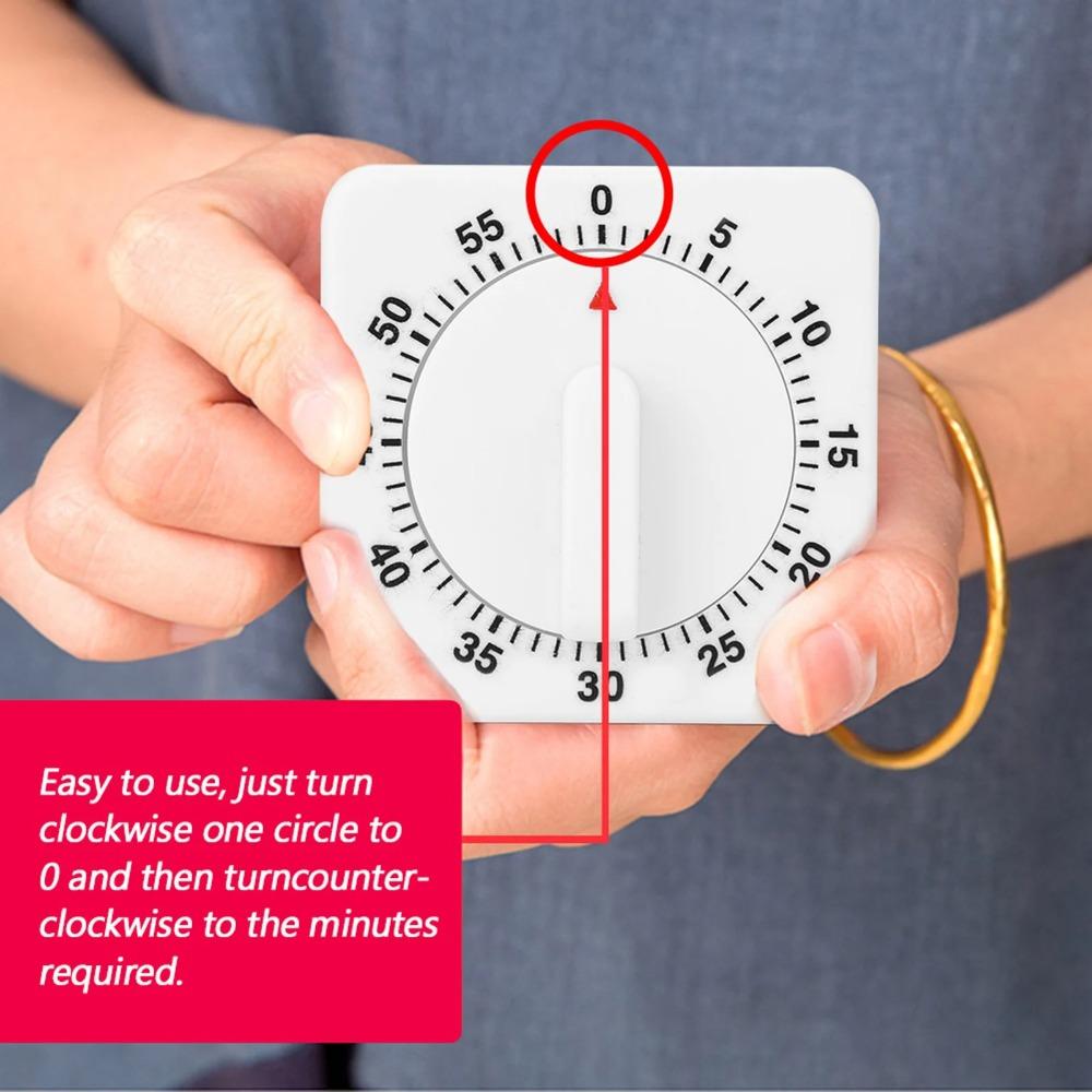 Multifunctional Mechanical Reminder Timer Kitchen 60 Minutes Countdown With Alarm Reminder Magnet Timer Cooking Teaching Homework Office (White/Black)
