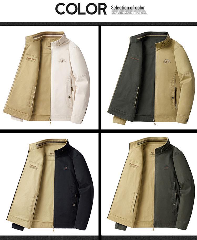Herren Retro Baumwolljacke doppelseitig - Stehkragen, lässige Oberbekleidung für Frühling & Herbst