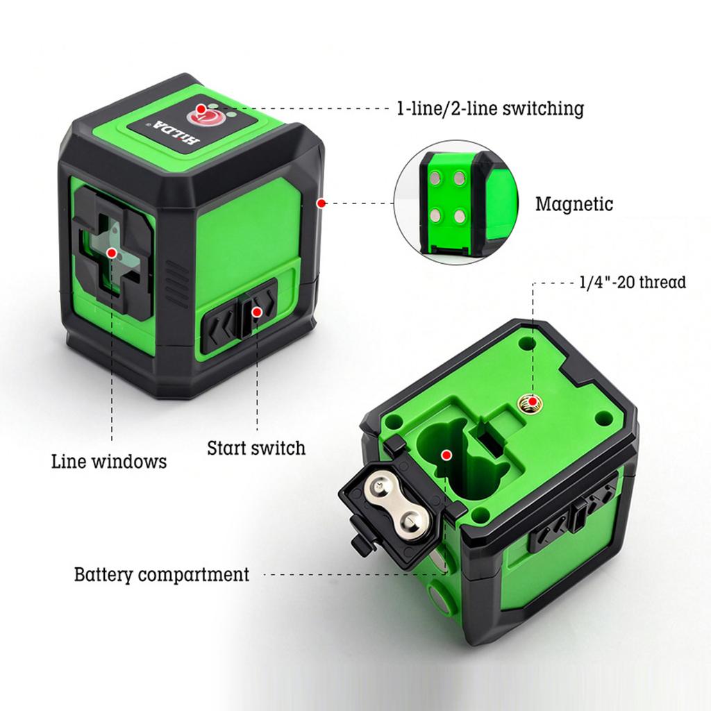2 Lines Laser Level Self Levelling Green Beams Laser Horizontal Vertical Cross Line Mini Laser Level Equipment Construction Tool