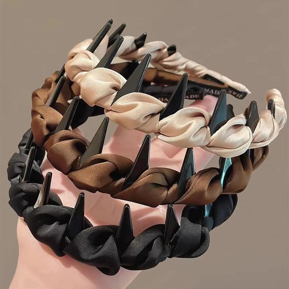 Verstellbarer umwickelter Haarreif Wellenmuster Rutschfestes Stirnband Damen Satin-Haarband Tägliches Tragen