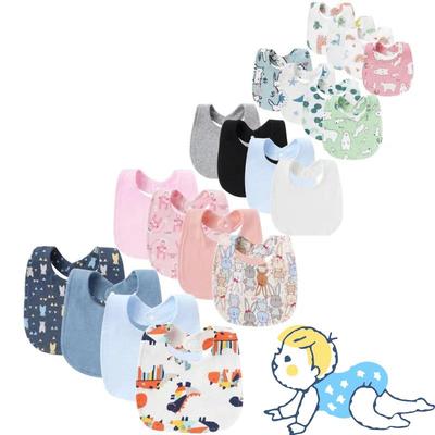 4Pcs Cotton Newborn Baby Bibs Cute Print Kids Baby Saliva Towel Solid Color Newborn Burp Cloths for Girls Boys Feeding Accessories