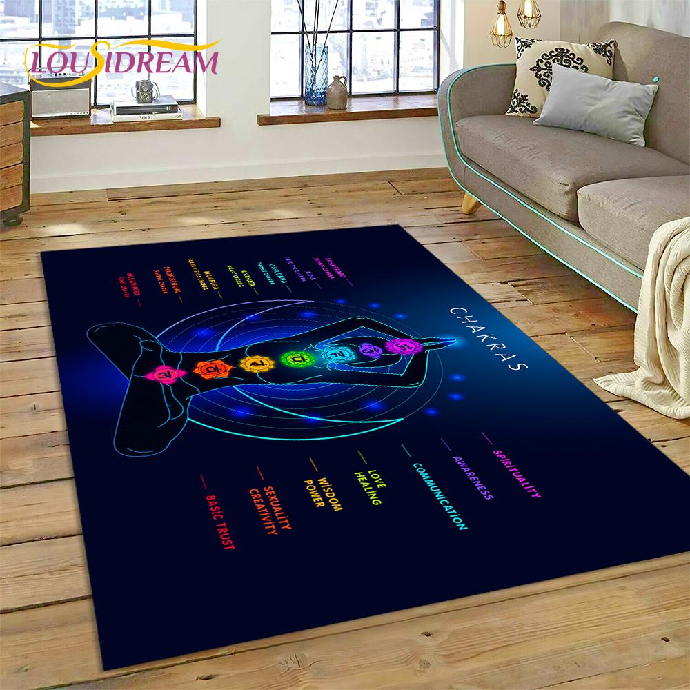 3D Yoga Meditation Rainbow 7 Chakra Rug Carpet for Living Room Bedroom Decor,floor Mat Non-slip Decoration for Sofa Doormat Gift