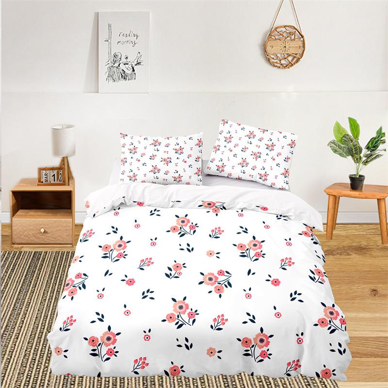 Soft Floral Bedding Set For Kids Girls Adults Leaves Flowers Branch Print Duvet Cover Set Quilt Cover Pillowcases Bedroom Decor