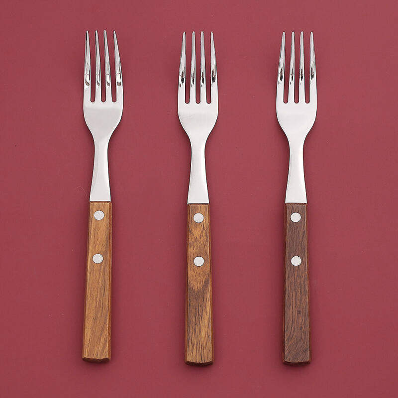 Luxury Wood Handle Dinner Fork 3-piece Set (Walnut)