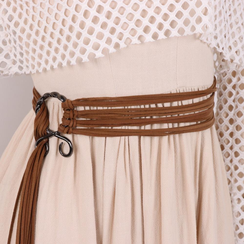 Women'S Vintage Bohemian Long Rope Belt - Adjustable Braided Waist Cinch with Fringe & Loop Knot, Handcrafted Look for Halloween