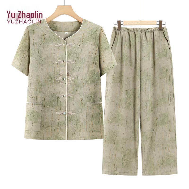 

YUZHAOLIN Women s Summer Short-Sleeve Casual Two-Piece Set 3XL