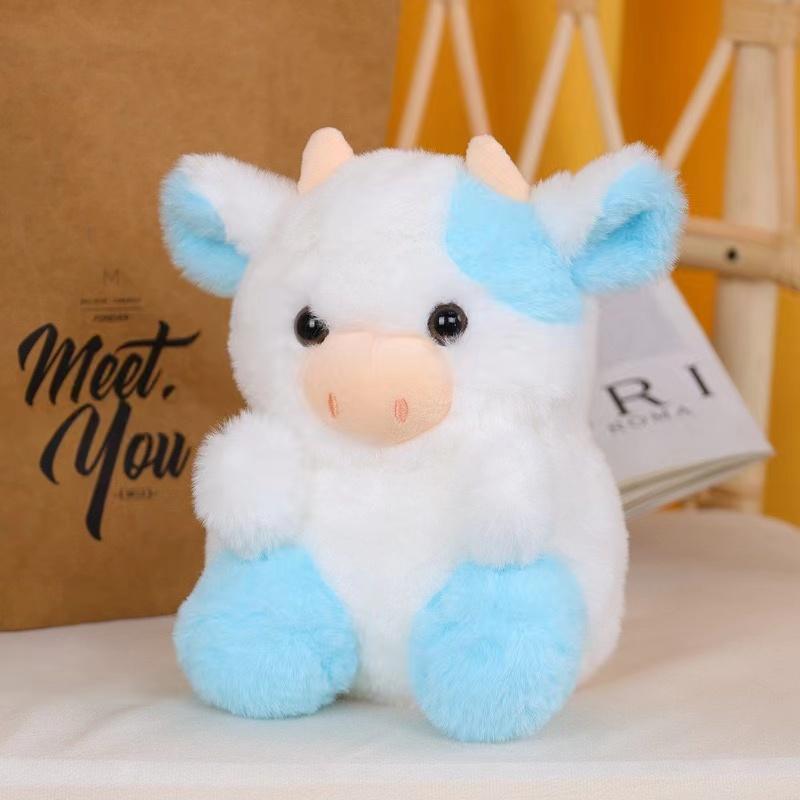 20cm Soft Cute Hair Cow Plush Toy Doll Car Decoration Home Table Decoration Cake Doll Male and Female Birthday Cow Gift