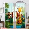 2pcs Animal Printed Curtains   Cartoon Design   Rod Pocket   Polyester   Window Decor for Kids Room   Playroom   Nursery Decor