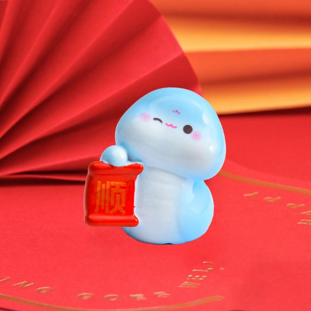 Cartoon Mini Snake Ornaments Resin Lucky Snake Figurine  For Home Decorations