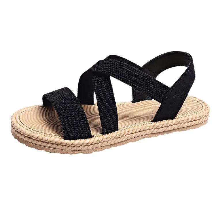 Fashion Women Sandals Summer New Flats Fashion Plus Size 2025 Beach Sandels Outdoor Lightweight Breathable Summer Platform Roman Sandals