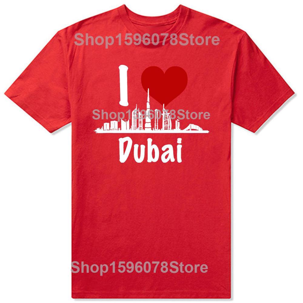 I Love Dubai Skyscrapers Heart Graphic 100 Cotton Tshirts Men Womens Fashion Casual Tshirt Loose Oversized Streetwear T Shirt