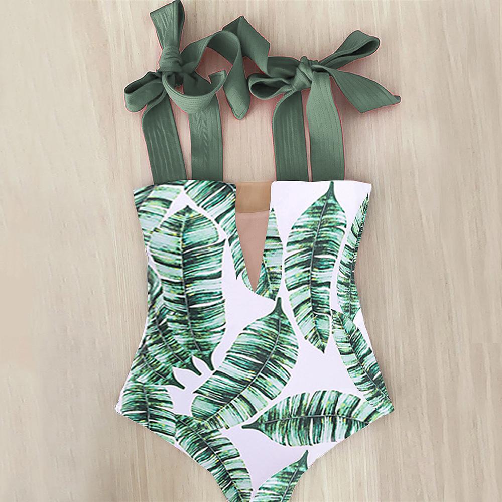 2026 New Sexy One Piece Swimsuit Shoulder Strappy Swimsuit Print Floral Swimwear Women Backless Bathing Suit Beach Wear Monokini