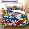 3pcs Keith Haring Ascending1 Pattern Bedding Set Duvet Cover Set Includes Duvet Cover &pillowcases, Perfect All Season Bedroom Decoration & Gift