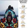 1pc Stained Glass Owl Lightweight Flannel Blanket, Comfortable and Warm Blanket, for Office and Camping Sofa Bed, Livingroom058