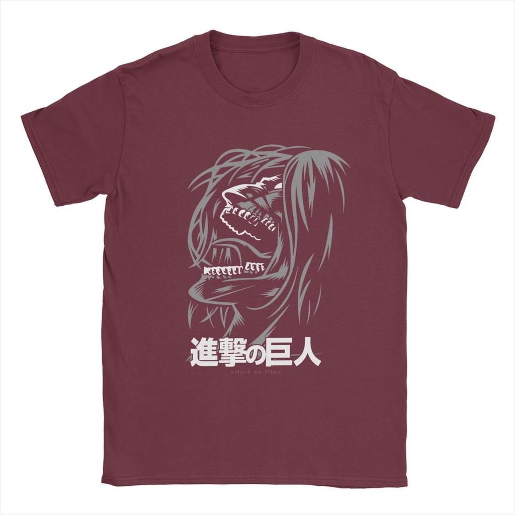 Eren Jeager Yeager Anime AOT T-Shirts for Men Vintage Pure Cotton Tee Shirt Crew Neck Short Sleeve T Shirts Big Size Tops