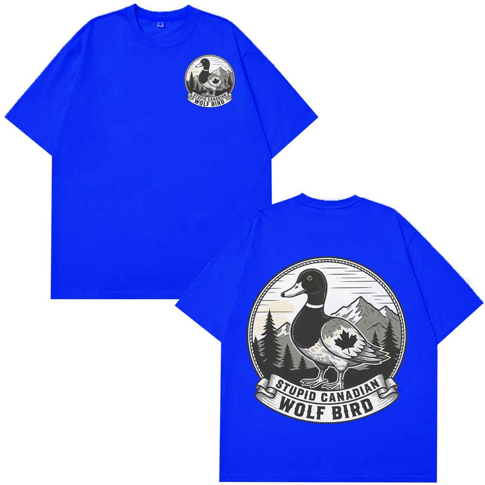Stupido Lupo Uccello Canadese Divertente Meme Maglietta Uomo Donna Casual Cotone Oversize T-shirt Estiva Larga Vintage T-shirt Streetwear