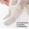 Kids Lace Pattern Over Knee Stockings Soft Combed Cotton Summer Thin Style Beige Color For Daily Wear