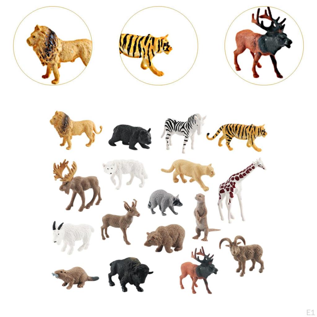 17Pcs Animals Model Jungle Figures Miniature Playset Cake Topper Kids Educational Toy Desk